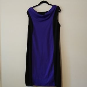 Purple and black color block dress